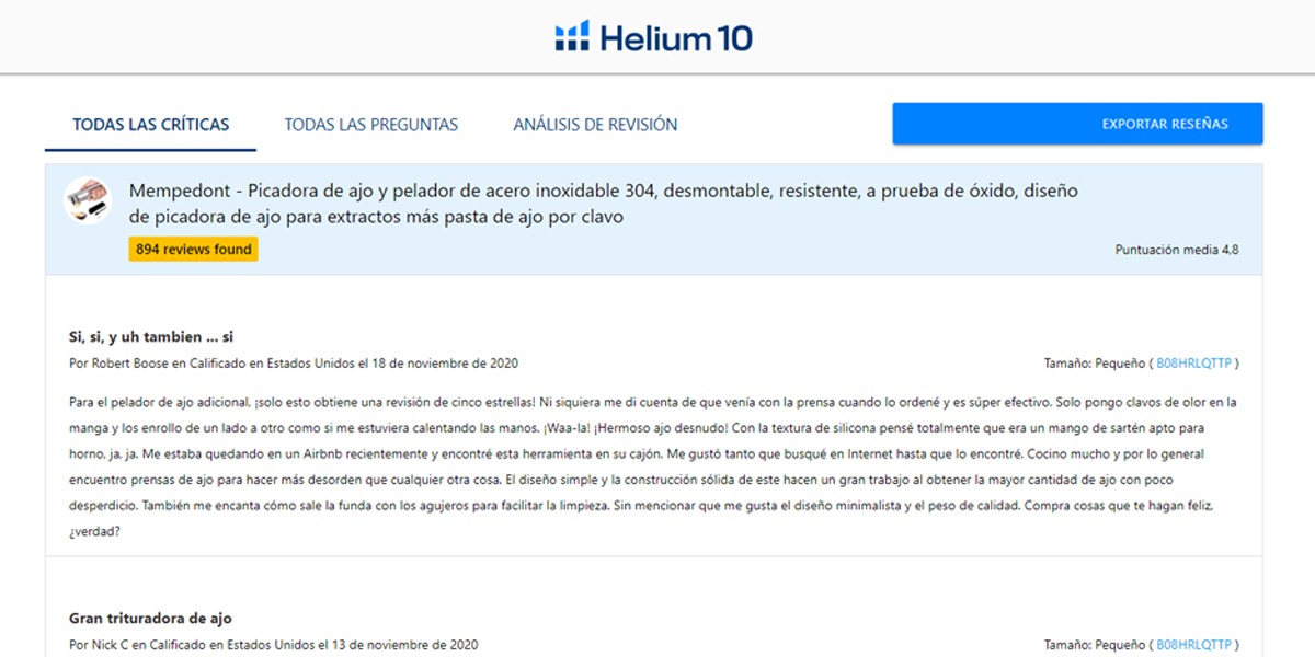 reseñas de helium 10